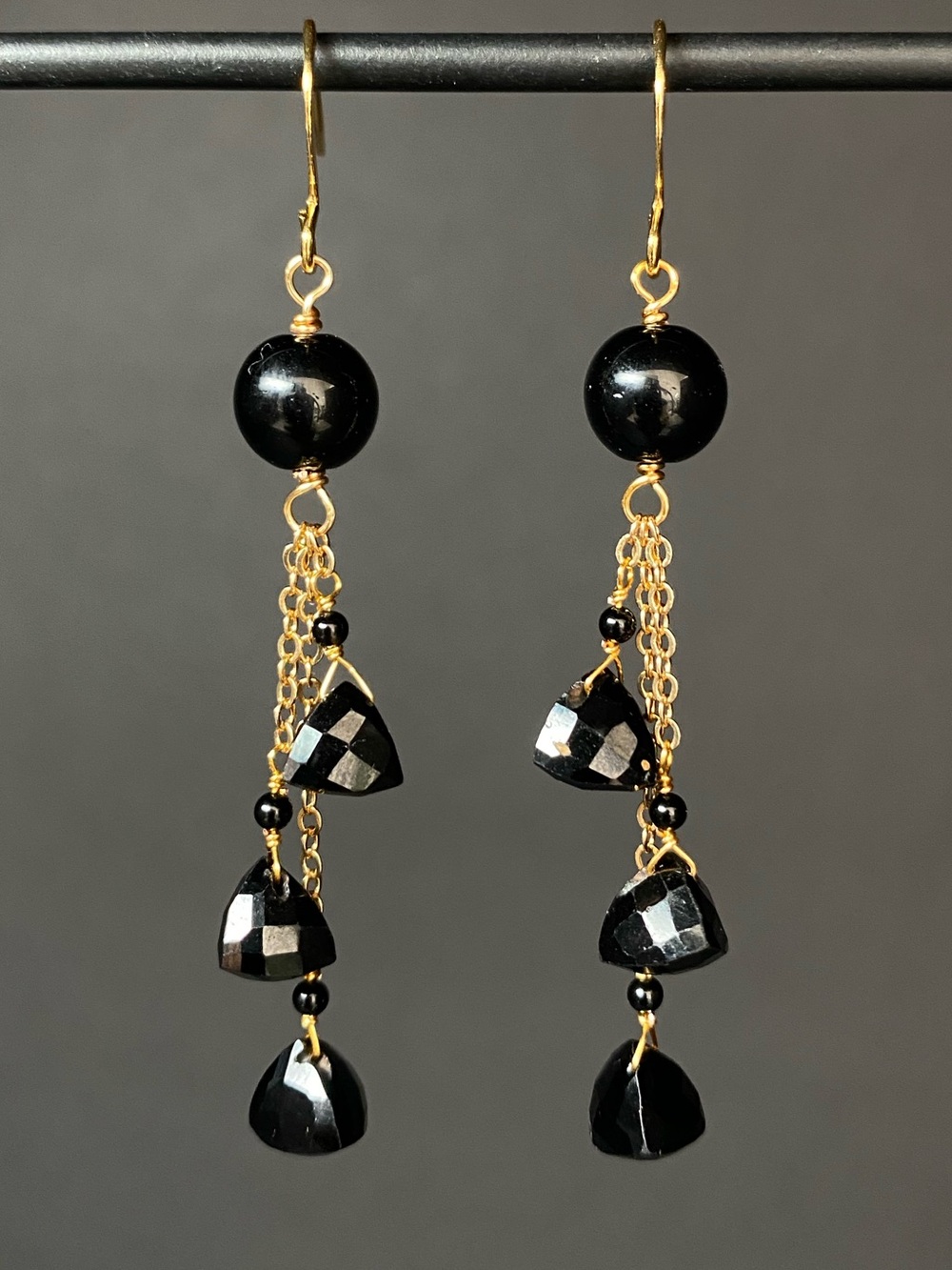Black Onyx & Agate Dangle Earrings
